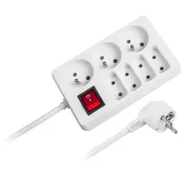 Rebel Stromverlängerungskabel mit Schalter, 7 Steckdosen, 3 m – 1,5 mm