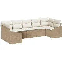 vidaXL Tuinbank Set 7 st Zwart poly rattan