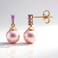 Cavill - Luxe zilveren oorbellen met paarse Ming parels & roze saffieren - 925 sterling zilver met roségoud verguld - Elegant handgemaakt paar