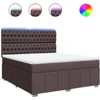 vidaXL Boxspring met matras stof donkerbruin 180x200 cm