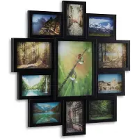Relaxdays Fotolijst galerij ZWART - 11 foto‘s - collagelijst - fotocollage - multi-fotolijst