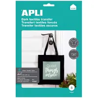 APLI T-shirt Transfer Paper voor donker of zwart textiel, pak met 5 vellen