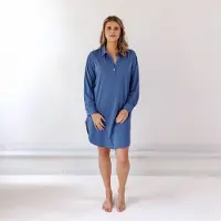 Coco & Cici TENCEL Nachthemd Dames Donker Blauw - Maat S
