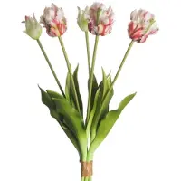 Parrot kunst tulpen boeket van 5 Pink/Green kunsttulpen-Real Touch Tulip x5 L40cm Pink/Green