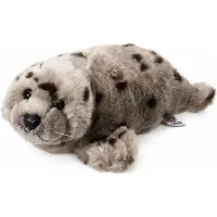 Nature Planet pluche knuffel zeehond - grijs met stippen - 40 cm - groot formaat