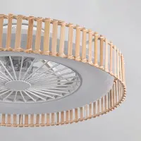 LumenXL Plafondventilator Cakir met stereffect en aanpasbare kleurtemperatuur - lichtbruine bamboe kap