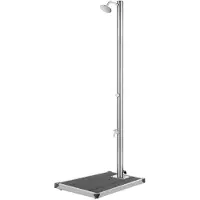 vidaXL Buitendouche met grijze basis 220 cm roestvrij staal