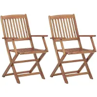 vidaXL Tuinstoelen 2 st inklapbaar met kussens massief acaciahout