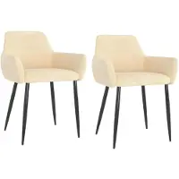 vidaXL Eetkamerstoelen 2 st fluweel crèmekleurig