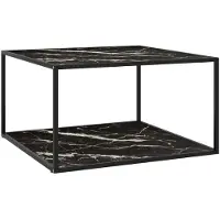 vidaXL Salontafel met zwart marmerglas 90x90x50 cm zwart