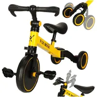 Pricenet Mini Cross-country driewieler 3 in 1 met pedalen Geel