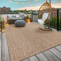 TT Home Wasbaar binnen- en buitenkleed, weerbestendig, tuin, terras, boho, effen gemêleerd