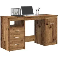 vidaXL Bureau met kast Oud hout Bewerkt hout