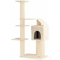 vidaXL Kattentoren met sisal krabpalen Crèmekleurig 183 cm