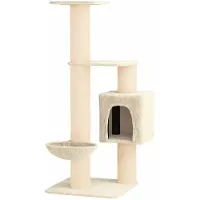 vidaXL Kattentoren met sisal krabpalen Crèmekleurig 137 cm
