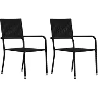 vidaXL Tuinstoelen 2 st stapelbaar poly rattan zwart