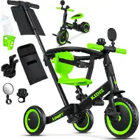 Kidiz Loopfiets 6in1 voor Jongens en Meisjes van 1 tot 5 jaar - Driewieler voor Kinderen tot 25 kg Kinderfiets - Zwart