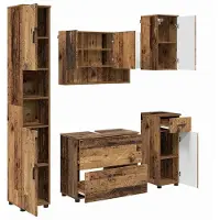 vidaXL Badkamermeubel Set 5 pcs Oud Hout Samengesteld Hout en Metaal