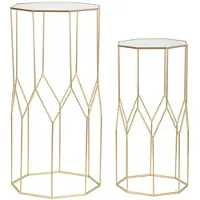 Mauro Ferretti Twee nieuwe, vierkante telefoonstandaards van glas in goudkleurige metalen en glas - Modern, glamoureus design - Glam-stijl 1427820000