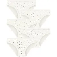 Petit Bateau Set van 5 katoenen meisjesslips met hartjes Meisjes Onderbroek - Wit/Oranje + Wit/Groen + Wit/Geel