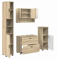 vidaXL Badkamermeubel Set 4 pcs Sonoma Eik Samengesteld Hout en Metaal