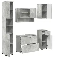 vidaXL Badkamermeubel Set met lade met plank 5 pcs Beton Grijs