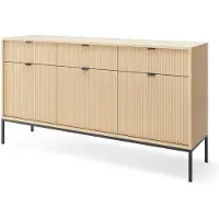 Selsey VELLORE – Buffetkast met 3 deuren, Eiken Vicenza-look met zwart frame, 154 cm