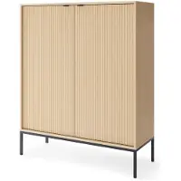 Selsey VELLORE – Highkast met 2 deuren, Eiken Vicenza-look met zwart frame, 104 cm