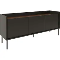 Selsey Tovi - Tv-meubel met 3 deuren, 140 cm, Zwart / Notenhoutlook