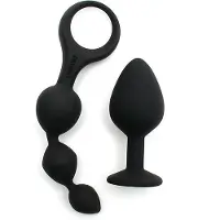 Rimba - Barcelona - Anaal Set Met Buttplug En Anaal kralen - Zwart