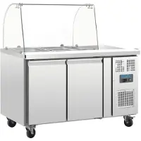 Polar Gekoelde Saladette met Glazen Opzetvitrine 2-deurs (90 tot 150 cm)