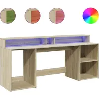 vidaXL Bureau met LED-verlichting 200x55x91 cm hout sonoma eikenkleur
