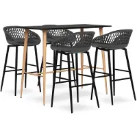 vidaXL 5-delige Barset zwart en grijs