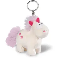 Nici sleutelhanger Theodor junior 10 cm pluche roze/wit