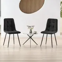 Glamour ErgoLinen Luxe Gestoffeerde Eetkamerstoelen Set van 2 – Hoge Rugleuning, Linen Look Bekleding, Ergonomisch Comfort, Metalen Onderstel, Afmetingen 47 x 44 x 89 cm