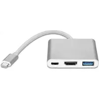 INF USB-C multipoortadapter naar USB, USB-C (USB PD), 4K HDMI-compatibel Zilver