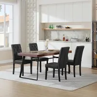Glamour Luxe Moderne Eetkamerstoelen Set van 2 – Hoge Rugleuning Kunstleer Zwart 43x44x99 cm