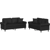 vidaXL 2-delige Loungeset met kussens kunstleer zwart