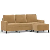 vidaXL Driezitsbank met voetenbank 180 cm fluweel bruin