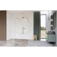 FortiFura Galeria Vrijstaande Inloopdouche - 100x200cm - helder - antikalk - 8mm veiligheidsglas - wandsteunen - chroom SW927766 2x/SW797915