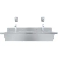 Monster Wastrog - 1200 mm handwasbak - 2 Drukkranen RVS Wandmontage Muurwastrog Horeca