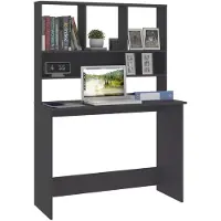 vidaXL Bureau met schappen 110x45x157 cm bewerkt hout grijs