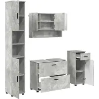 vidaXL Badkamermeubel Set 4 st Beton Grijs 35 x 30 x 192 cm
