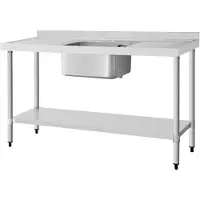 Vogue Spoeltafel Enkele Spoeltafel Dubbel Afdruiprek 1500mm - DY826 - Horeca & Professioneel