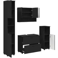 vidaXL Badkamermeubel Set 4 st Zwart 35 x 30 x 192 cm