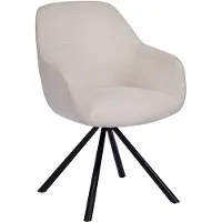 Vente-unique Set van 6 stoelen met armleuningen van getextureerde stof en zwart metaal - Crème - CILIENO