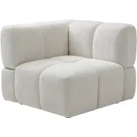 Vente-unique Hoekfauteuil in gestructureerde stof gebroken wit CARLIVI