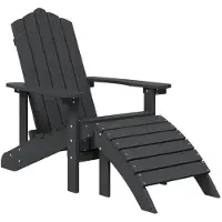 vidaXL Adirondack-tuinstoelen met voetenbankje en tafel, HDPE, antraciet