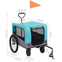 vidaXL Fietstrailer en hondenwagen 2-in-1 blauw en grijs