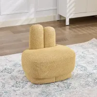 STILVORA Hocker 54 x 41.5 x 54 cm - Schattige Konijnenpoef Als Voetenbank En Extra Zitplaats - Voor Kinderkamer En Woonkamer - Stof Geel